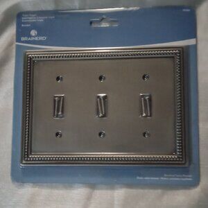 Brainerd Triple Toggle grey light switch cover new mounting hardware included